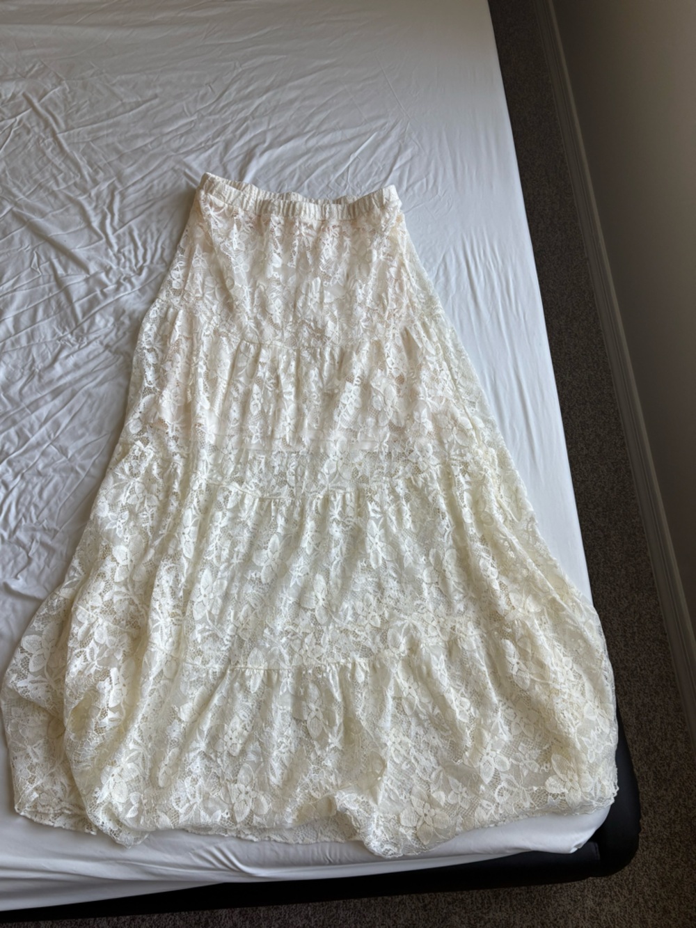 Ivory Lace Maxi Skirt - Picture 2 of 6